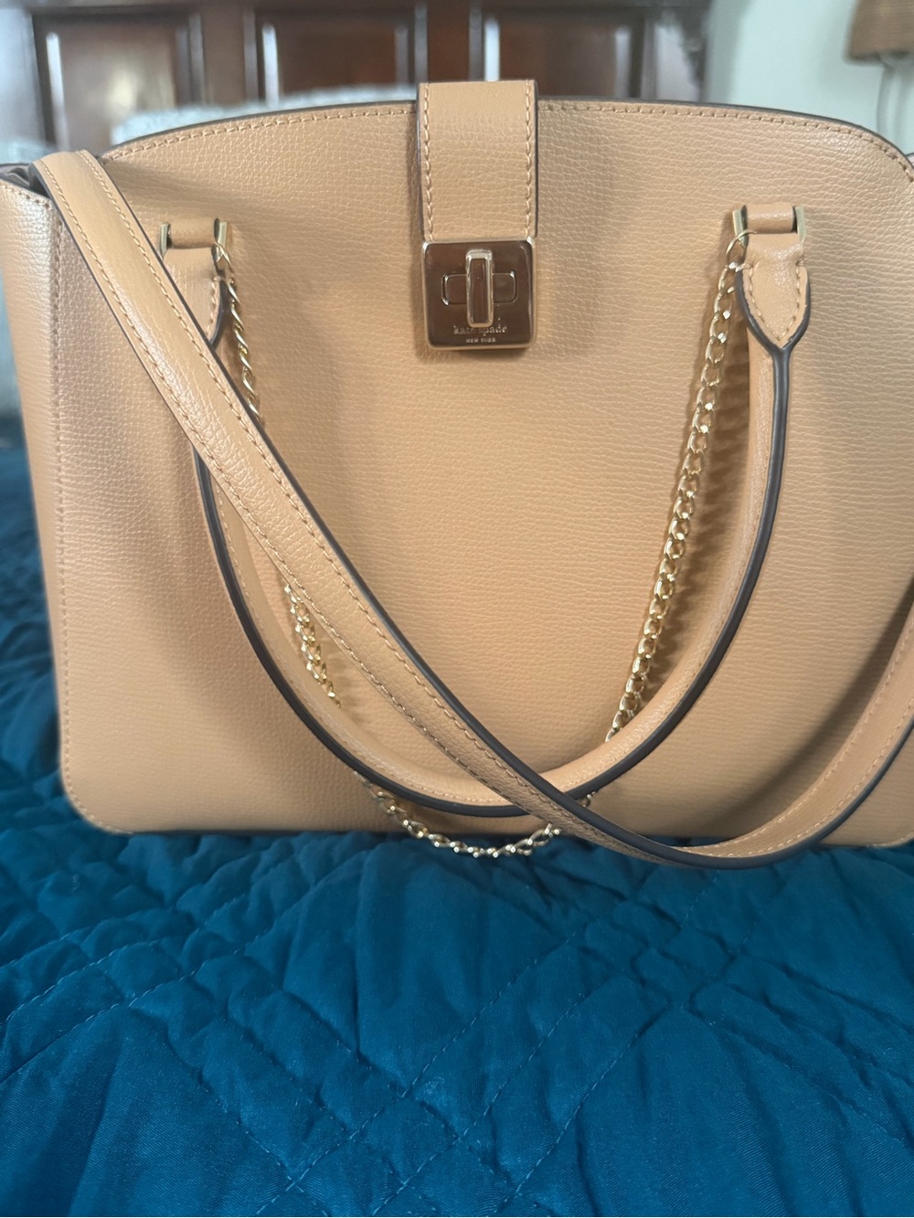 Kate Spade Pebbled Leather Satchel - Beige brown